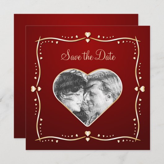 Golden Hearts - sparen de datumaankondiging Save The Date (Voorkant / Achterkant)