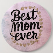 Golden Hearts Trendy Script Beste Mam Ooit Modern Ronde Button 6,0 Cm (Voorkant)