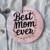 Golden Hearts Trendy Script Beste Mam Ooit Modern Ronde Button 6,0 Cm (In situ)