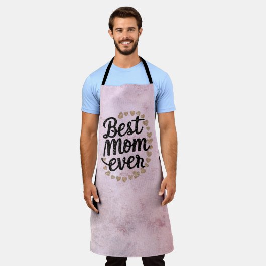Golden Hearts Trendy Script Beste Mam Ooit Modern Schort (Gedragen)