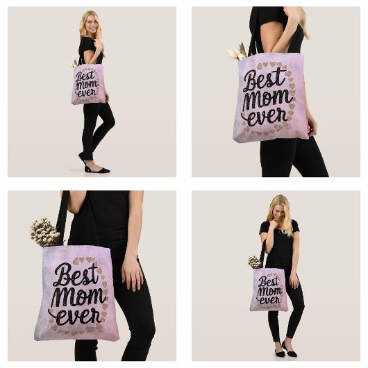 Golden Hearts Trendy Script Beste Mam Ooit Modern Tote Bag