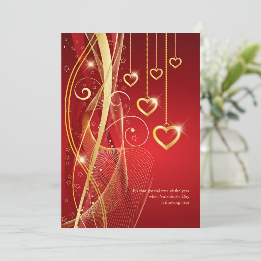 Golden Hearts Valentijn Kaart (Staand voorkant)