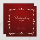 Golden Hearts Valentijnsdag Party Kaart (Voorkant / Achterkant)