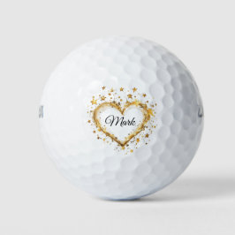 Golden Hearts voor golfer op Valentijnsdag LOVE Golfballen