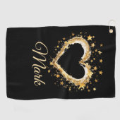Golden Hearts voor golfer op Valentijnsdag LOVE Golfhanddoek (Horizontaal)