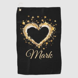 Golden Hearts voor golfer op Valentijnsdag LOVE Golfhanddoek