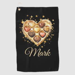 Golden Hearts voor golfer op Valentijnsdag LOVE Golfhanddoek
