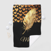 Golden Hearts voor golfer op Valentijnsdag LOVE Golfhanddoek (Insitu)