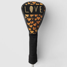 Golden Hearts voor golfer op Valentijnsdag LOVE Golfheadcover