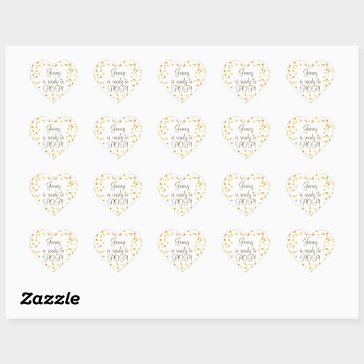 Golden Hearts ze is klaar om Baby shower te Poppen Hart Sticker (Vel)