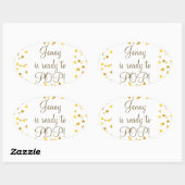 Golden Hearts ze is klaar om Baby shower te Poppen Ovale Sticker (Vel)