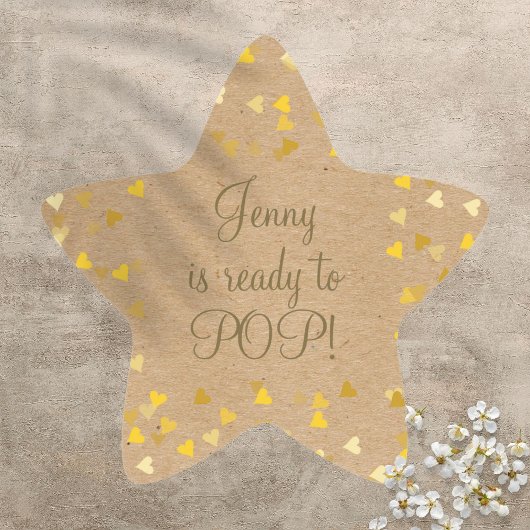 Golden Hearts ze is klaar om Baby shower te Poppen Ster Sticker