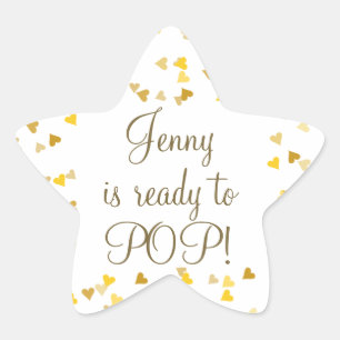 Golden Hearts ze is klaar om Baby shower te Poppen Ster Sticker