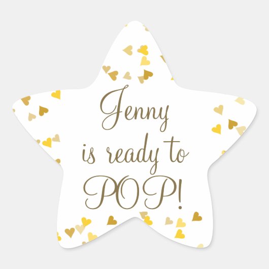 Golden Hearts ze is klaar om Baby shower te Poppen Ster Sticker (Voorkant)