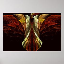 Golden Heavenly Eagle Fractal Art Poster