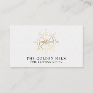 *~* Golden Helm Fine Dining by the Zee Gold White Visitekaartje
