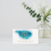 *~* Golden Helm Fine Dining Zee White Blauwgroen B Visitekaartje (Staand voorkant)