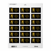 Golden Heraldic Lion Address Lable Etiket (Full Sheet)