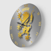 Golden Heraldic Lion met Shadows Clock Grote Klok (Hoek)