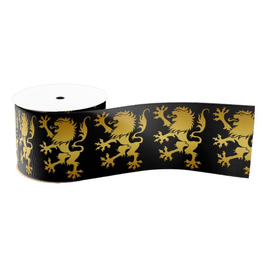 Golden Heraldic Lion Ribbon Grosgrain Lint (Spoel)
