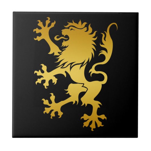 Golden Heraldic Lion Tile Tegeltje (Voorkant)