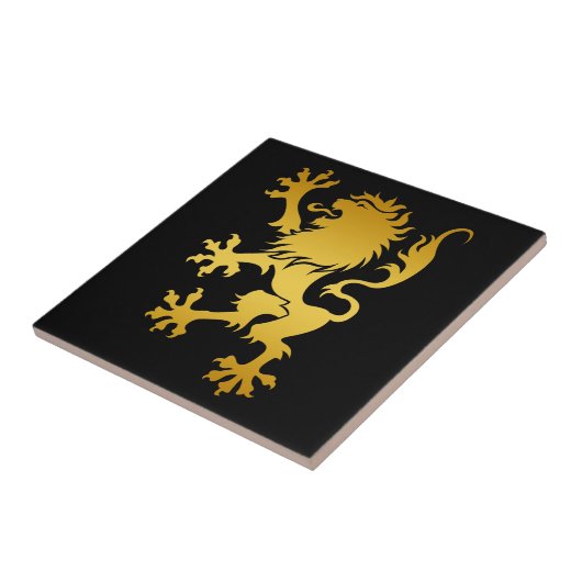 Golden Heraldic Lion Tile Tegeltje (Zijkant)