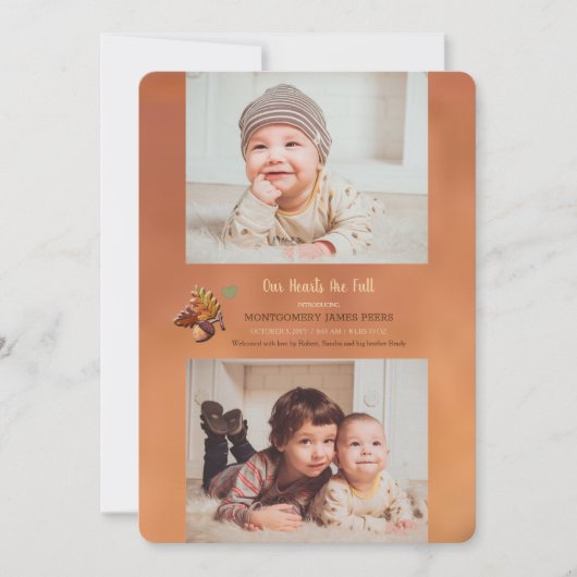 Golden Herfst 2-Foto geboorteaankondiging Aankondiging (Voorkant)