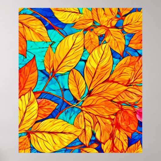 Golden Herfst Foliage: Heldere Bladeren Schilderen Poster (Voorkant)