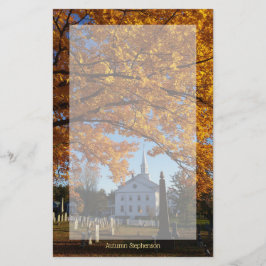 Golden Herfst Foliage met kerk en begraafplaats 2 Briefpapier