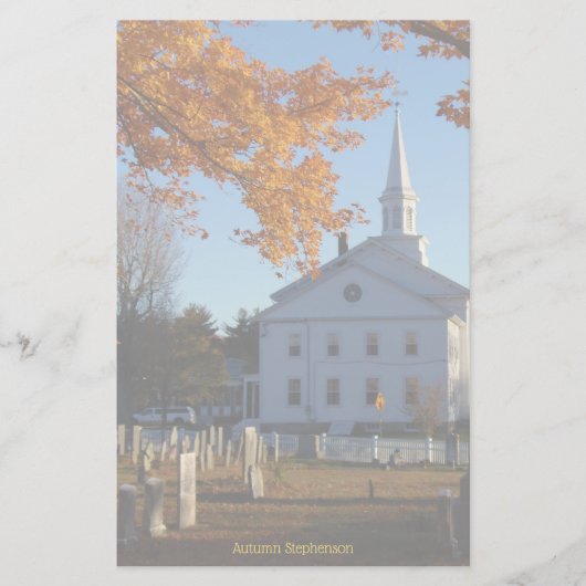 Golden Herfst Foliage met kerk en begraafplaats Briefpapier (Voorkant)