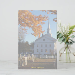 Golden Herfst Foliage met kerk en begraafplaats Briefpapier