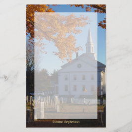 Golden Herfst Foliage met kerk en begraafplaats Briefpapier