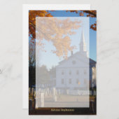 Golden Herfst Foliage met kerk en begraafplaats Briefpapier (Voorkant / Achterkant)