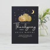 Golden herfst herfst pompoen Thanksgiving zwart Kaart (Staand voorkant)