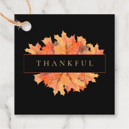 Golden Herfst Maple Leaves Custom Black Botanical Bedankjes Labels
