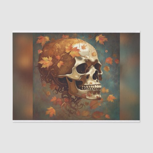 Golden Herfst schedel Gothic Decoupage papier (Voorkant)