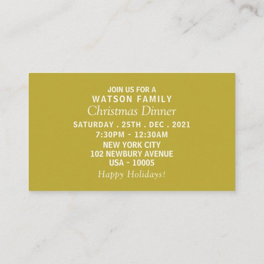 Golden herten bos, kerstfeest Ticket Invite Informatiekaartje (Achterkant)