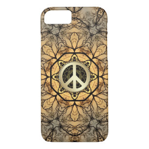 Golden Hexagon Forest Peace Sign iPhone 7 Hoesje