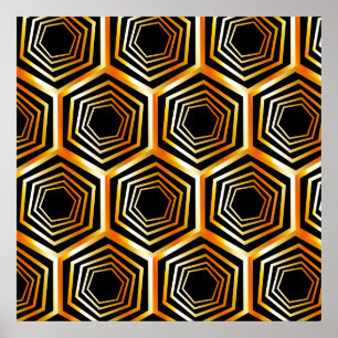 Golden hexagonale optische illusie poster