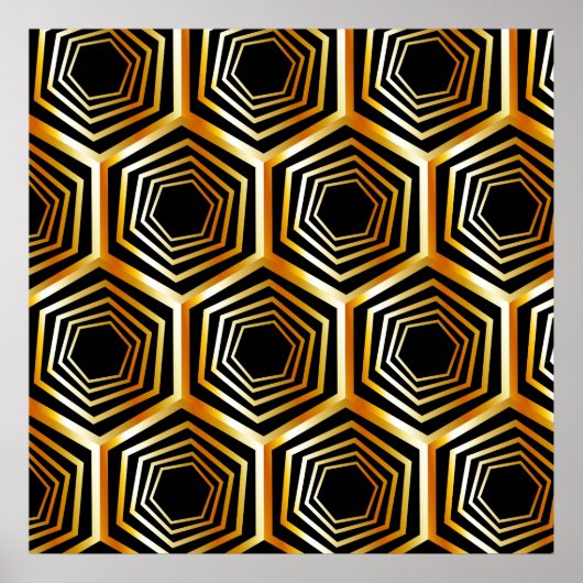 Golden hexagonale optische illusie poster (Voorkant)