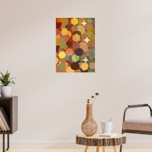 Golden Hexagons: moderne kunst voor uw kinderen Poster