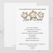 Golden Hibiscus Temple Wedding & Reception Invite Kaart (Voorkant / Achterkant)