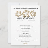 Golden Hibiscus Temple Wedding & Reception Invite Kaart (Voorkant)