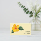 Golden Hibiscus Waterverf Unieke Tropische QR-code Visitekaartje (Staand voorkant)