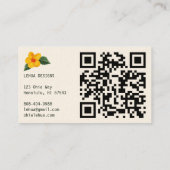 Golden Hibiscus Waterverf Unieke Tropische QR-code Visitekaartje (Achterkant)