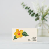 Golden Hibiscus Waterverf Unieke Tropische QR-code Visitekaartje (Staand voorkant)