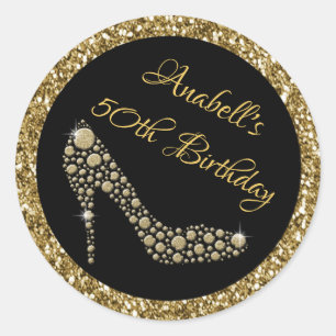 Golden High Heels 50e Verjaardag Stickers