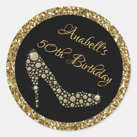 Golden High Heels 50e Verjaardag Stickers (Voorkant)