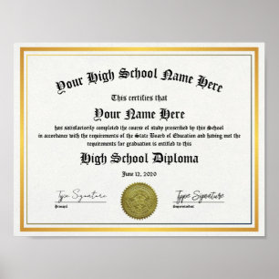 Golden High School afstuderen Diploma, GED Poster
