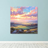 Golden Hills - Vibrant Landscape Illustration Canvas Afdruk (Insitu (Houten vloer))